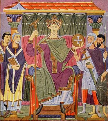 Otto III Holy Roman Emperor ca. 1000 reigned 996-1002 from the Ottonian Gospel   Meister der Reichenauer Schule Bayerische Staatsbibliothek  Munich